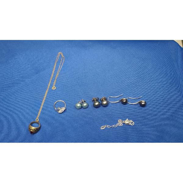 Sterling Silver Earrings, Ring & Gold Filled Chain - See Description For Weights