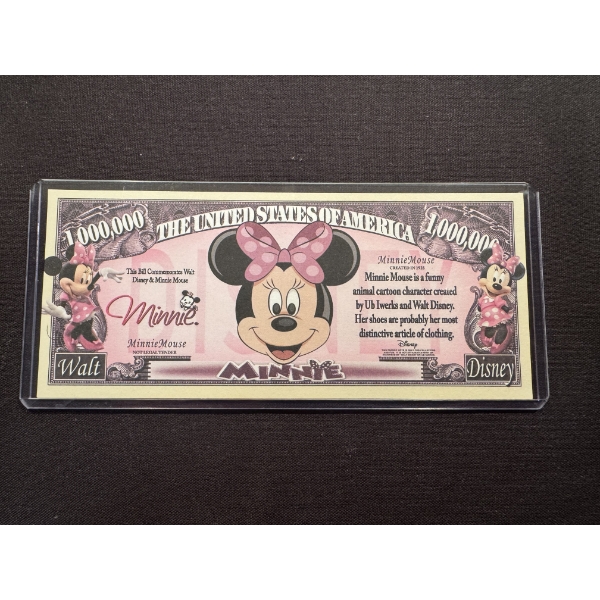 Disney Minnie Mouse One Million Dollar Bill - Disney Dollar - Mint Condition - Harder To Find