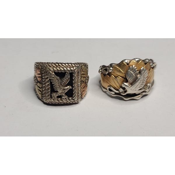 (2) Men's Sterling Silver Rings - Size 10 & 11 - Total Weight: 20.9g