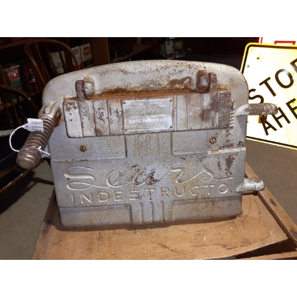 Vintage Cast Iron "SEARS" INDESTRUCTO Furnace Door14" x 12" See Pics