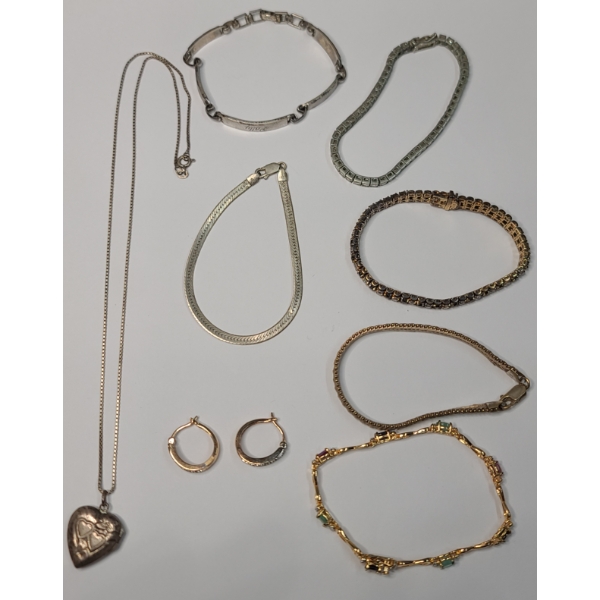 Assorted Collection Of Sterling Silver Bracelets & Heart Locket Necklace - Total Weight: 81.8g