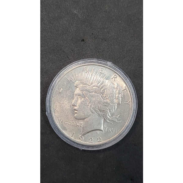 United States 1922 90% Silver Peace Dollar In Coin Capsule