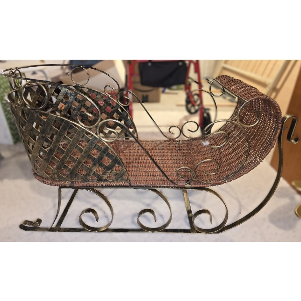 Indoor Wicker and Metal Sleigh - 36x21x14