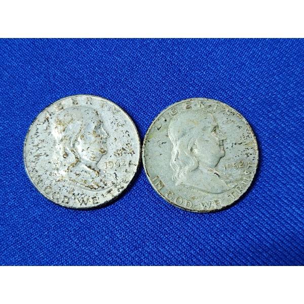 x2 90% Silver Franklin Half Dollars: 1962 and 1952 - FV: $1.00
