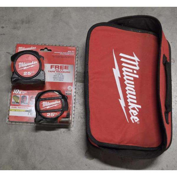 New Milwaukee Canvas Bag & Tape Measures