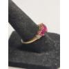 Image 3 : Vintage Women's 10K Yellow Gold Triple Heart Ruby & Diamond Accent Ring - Size 7 - Weight: 1.9g