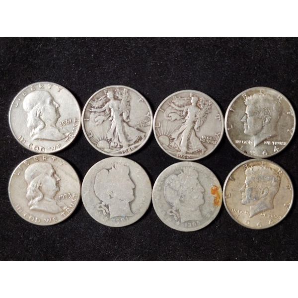 $4 Face Value in Assorted 90% Silver Half Dollars 