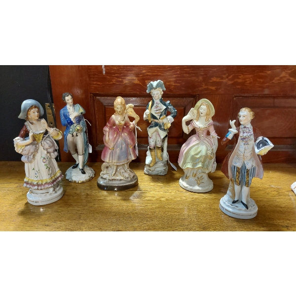 3rd Grouping Of Vintage Porcelain Figurines In Old World Style - All In Perfect Condition.  See Pics