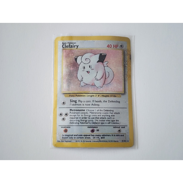 Vintage 1999 Pokemon Trading Card - Clefairy Holo #5/102 - In Sleeve