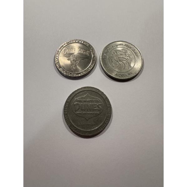 3 - Rare & Hard To Find Casino Tokens Including The Dunes Casino - Guaranteed Authentic  - Mint 