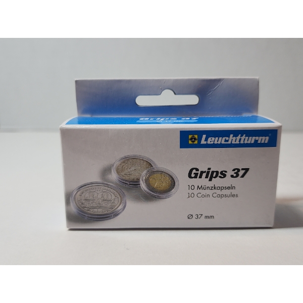 Brand New Box of Leuchtturm Coin Capsules - 10 Count - Grips 37mm - For Various Coins 