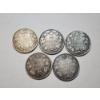 Image 4 : 5 Silver Canadian Quarters Total ASW: 0.867 oz