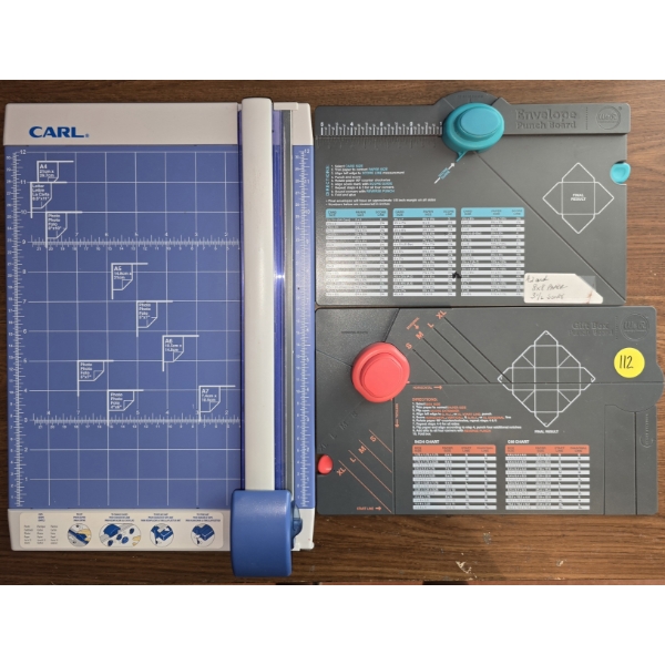 3 Paper Cutters with Size Markings - 2 Envelope Cutters and 1 Straight Cutter with Interchangeable B