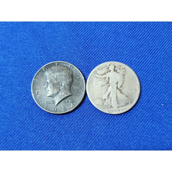 1964 Kennedy 90% Silver Half Dollar & 1928 Walking Liberty 90% Silver Half Dollar 