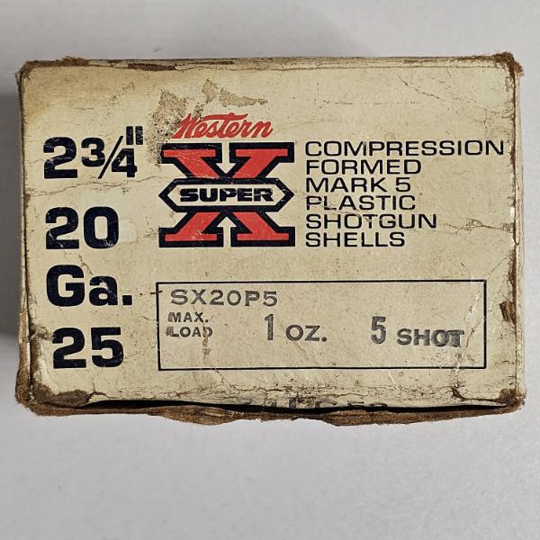 Partially Filled Box of Vintage Western Super-X Mark 5 20-gauge 2 ¾-inch Shotgun Ammunition