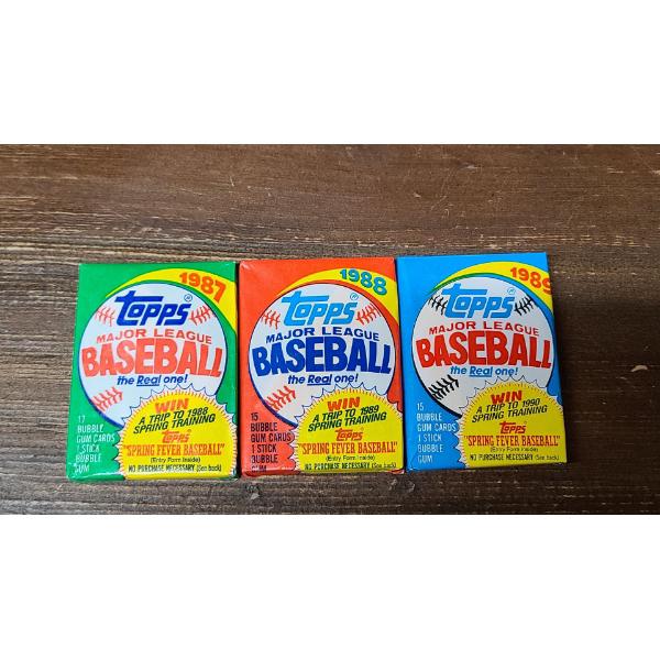 (3) Sealed Topps Wax Major League Baseball Cards Years: 1987, 1988 & 1989