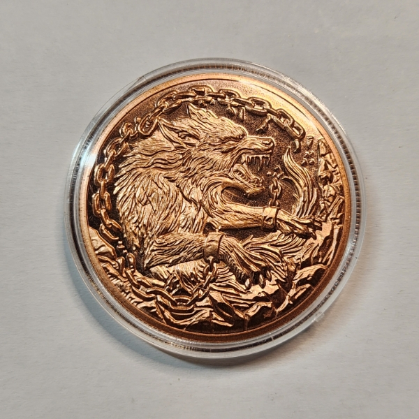 Fenrir Unchained 1 ADVP oz .999 Fine Copper Round - in Capsule