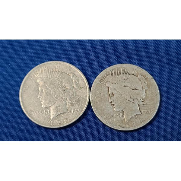 1922 & 1924-S Silver Peace Dollars