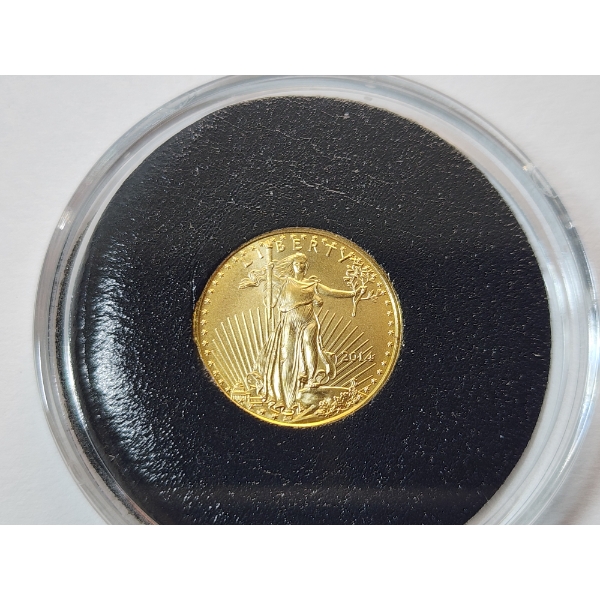2014 1/10 oz Fine Gold $5 American Eagle Coin in Capsule w/ Certificate of Authenticity