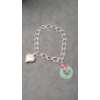 Image 4 : Sterling Silver Bracelet With Sterling Silver Heart & Christmas Wreath Charms - Total Weight: 11.7g