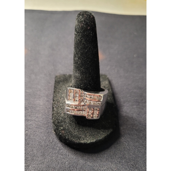 Sterling Silver Princess Cut Ring - Size 10 - 15.4 Grams