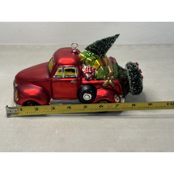 Hand Blown 9" Mercury Glass Pick Up Truck Ornament - Mint Condition