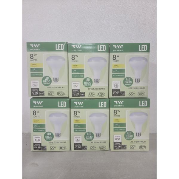 6- Brand New 65 Watt LED Light Bulbs 25,000 Life Hours - Warm White 