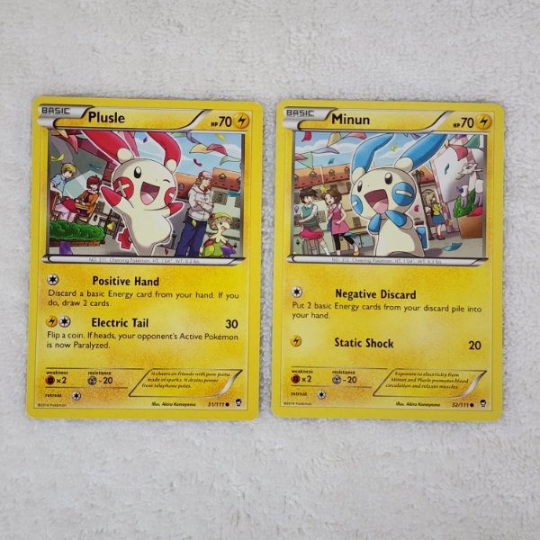 Two Vintage Pokemon Trading Cards ~ Plusle & Minun Matching Trading Cards 