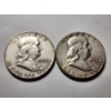 Image 2 : Two Benjamin Franklin 90% Silver United States Half Dollars ~ Both Nice Looking Coins!
