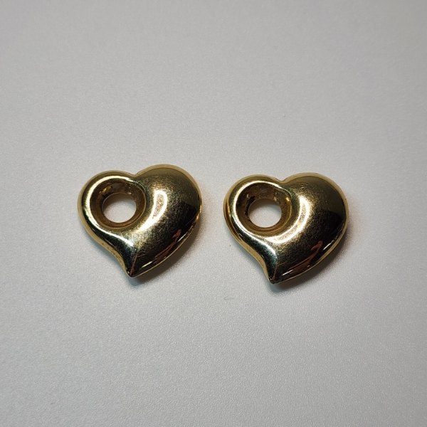 Pair of 14K Yellow Gold Heart-Shaped Jewelry Charms/Pendants - Total Weight: 2.9g