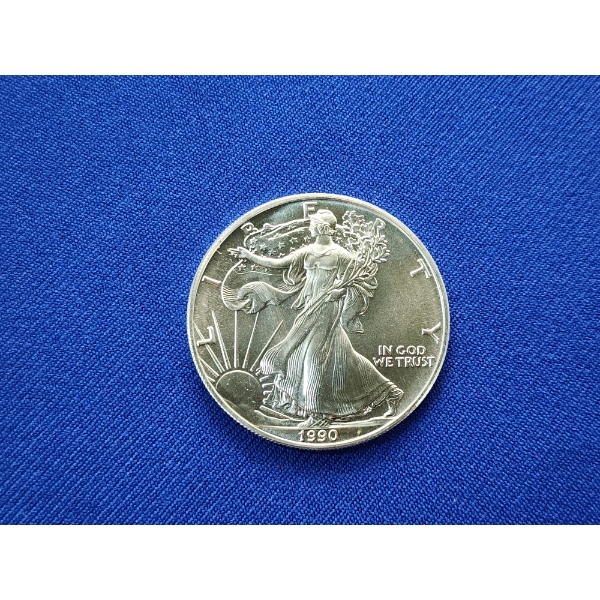1990 $1 Silver American Eagle 1oz Fine Silver 