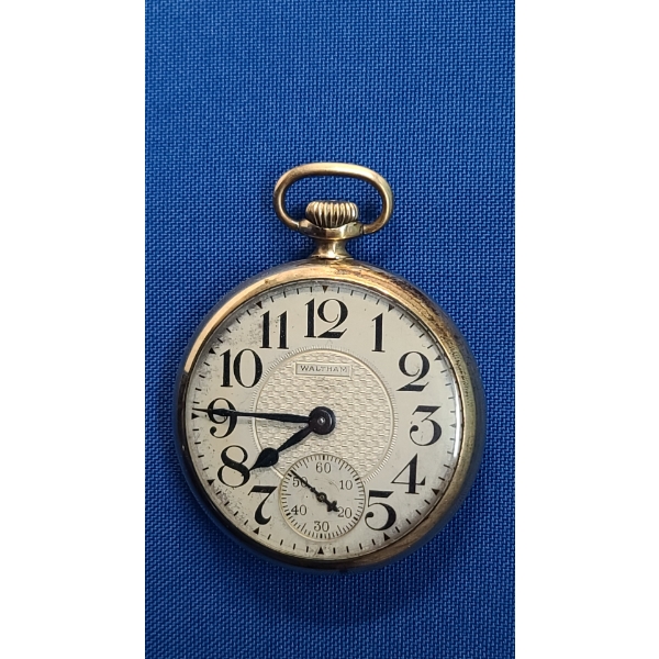 Men's 1918 Waltham Watch Co. Openface Size 16s 21J Rolled Gold Plate Pocket Watch - Working 