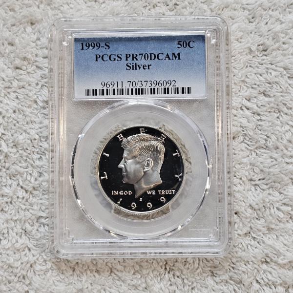 90% Silver 1999-S PCGS Graded PR70DCAM United States Kennedy Half Dollar Coin AFV $.50