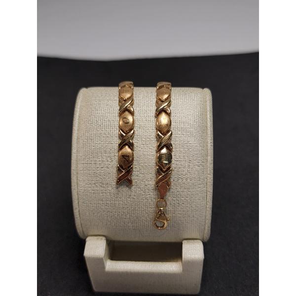 10K Gold "XOXO" Link 7" Bracelet (Damaged) Total Weight: 4.3g