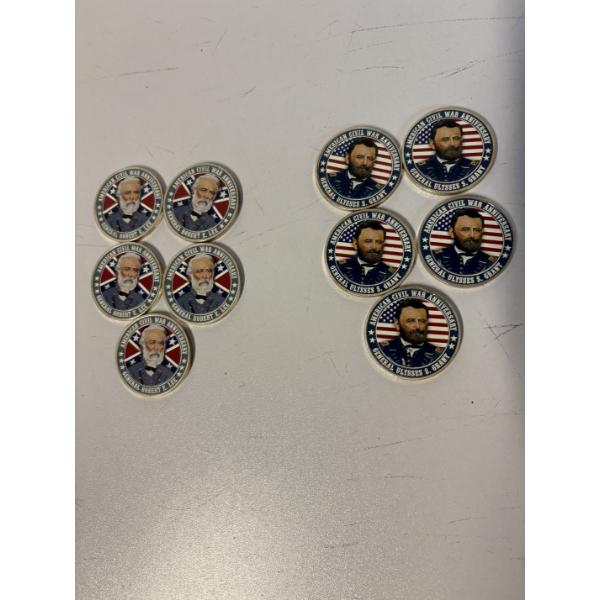 General Coins - American Civil War Anniversary - Robert E. Lee (5) & Ulysses S. Grant (5) - 10 Total