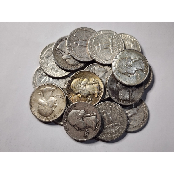 $5 Face Value in Assorted 90% Silver Washington Quarters 
