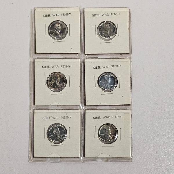 Six 1943 Steel War Pennies