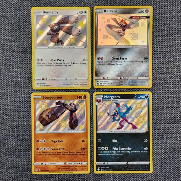 Four Holo Rare Shiny Pokemon Trading Cards