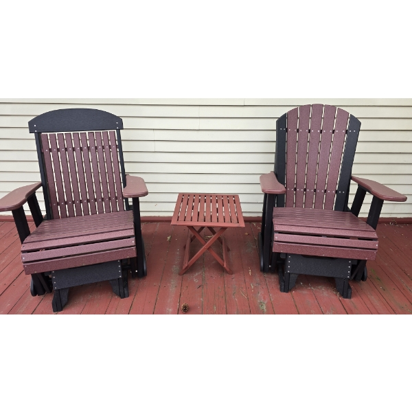 2 Adirondack Style Gliders with Small Table - Chairs are Composite Material