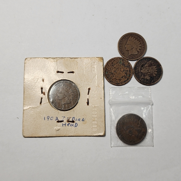 Five United States Indian Head Cents