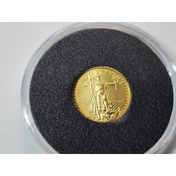 2014 1/10 oz Fine Gold $5 American Eagle Coin in Capsule w/ Certificate of Authenticity