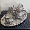 Image 6 : 4-Piece Monogrammed Vintage Silver-Plated Tea Service Set - (3.8 lbs)