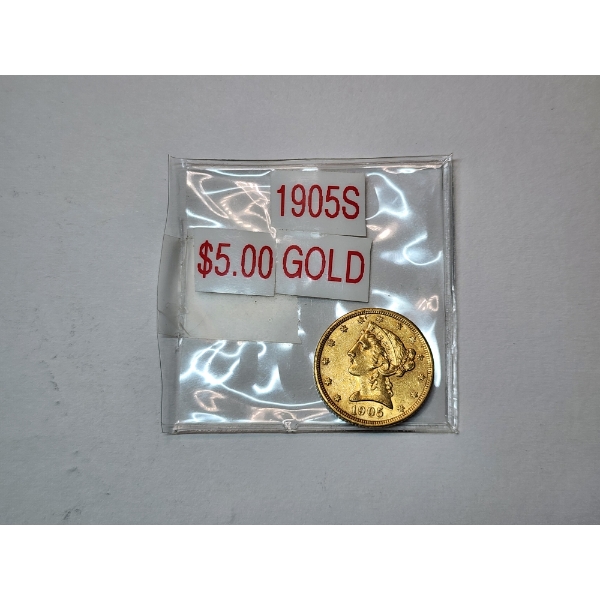 1905-S United States $5 Liberty Head Gold Coin
