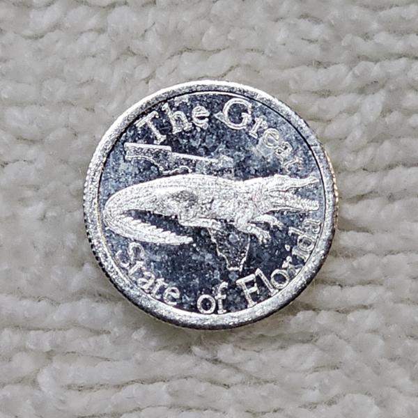 "The Great State of Florida" Gator 1 Gram .999 Fine Silver Bullion Round