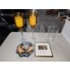 Lot of Home Decor - Candleholders, Painted Dish, Wall Art 