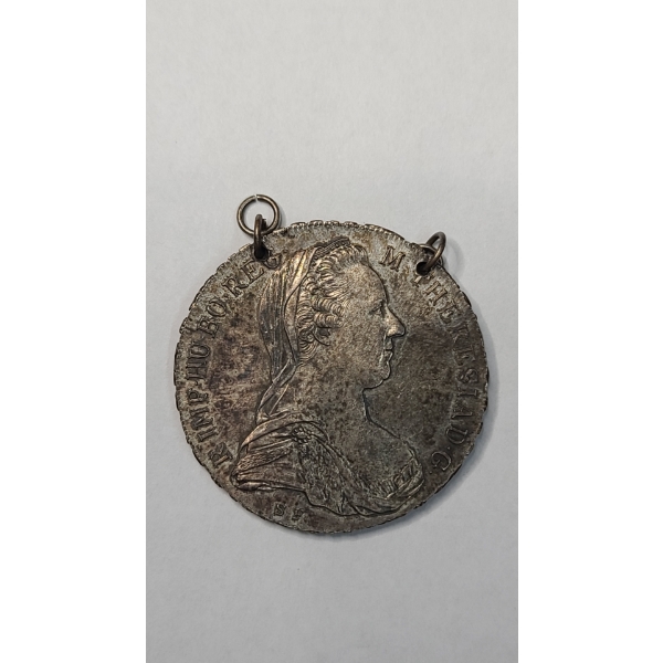 Antique 1780 Maria Theresa Thaler 83.3% Silver Coin/Medallion Pendant