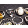 Image 8 : Beautiful Sterling Silver Rings Ft. Moonstone, Amber, Topaz & More - Weighing Total of 25.1 Grams