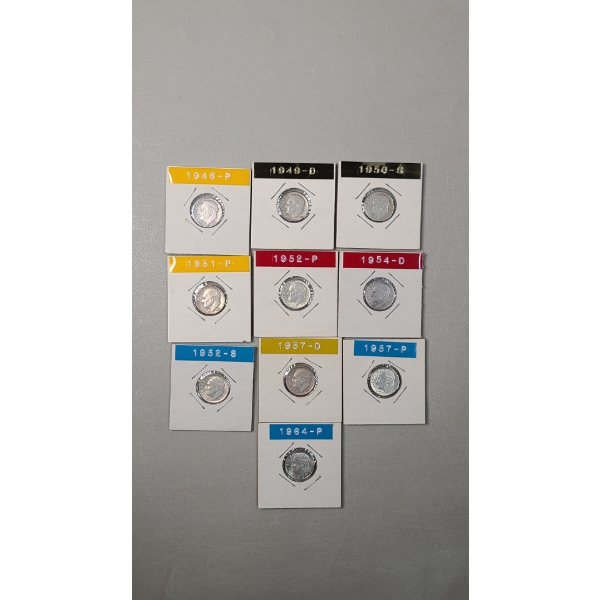 Assorted Years/Mint Marks United States Roosevelt 90% Silver Dimes - Face Value: $1.00