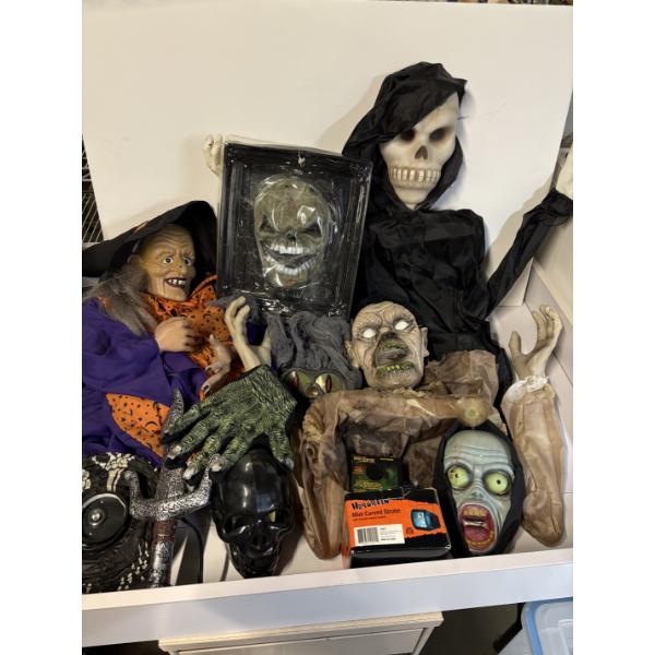 Tote of Halloween Costumes/Decor - Michael Myers Mask and Shirt - Masks - Witch Decor - Skeletons - 