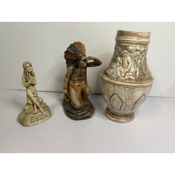 Indian Statue - Shavlet Large Dish with Handle - Live in Peace Statue